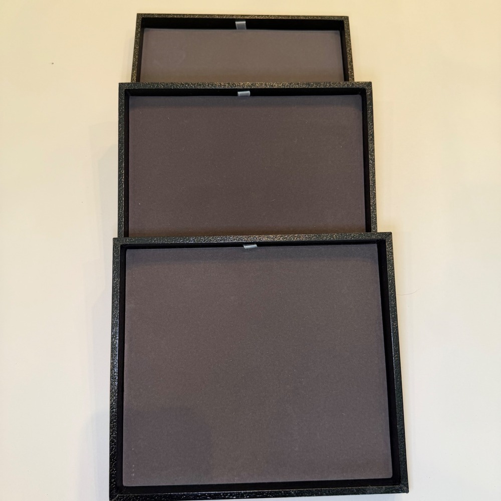 The Container Store Black Stackable Jewelry Tray Set 3pc Velvet Lined